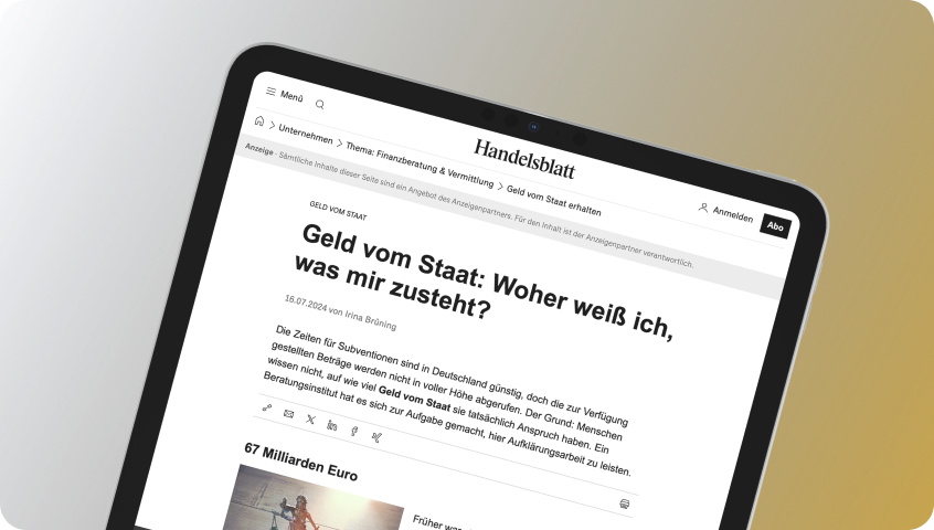 Die Deutsche Investitions- und Förderberatung AG wird regelmäßig von Medien und Fachpublikationen als Ansprechpartner für staatliche Förderungen, Vermögensaufbau und finanzielle Vorsorge genannt.